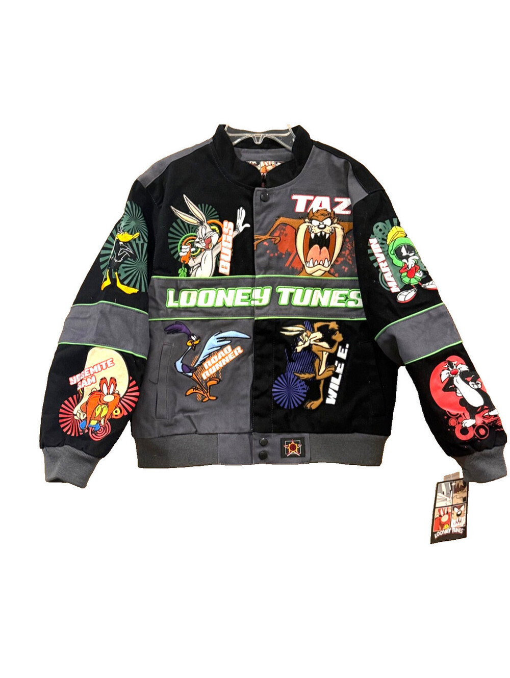 Jeff Hamilton Looney Tunes Nascar Racing Jacket 2 Sided Youth 9-10 NWT